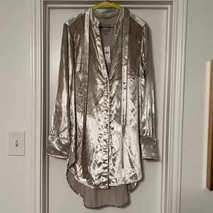 Anthropologie champagne velvet tunic